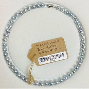 Blue Japanese Akoya Pearl Strand Necklace